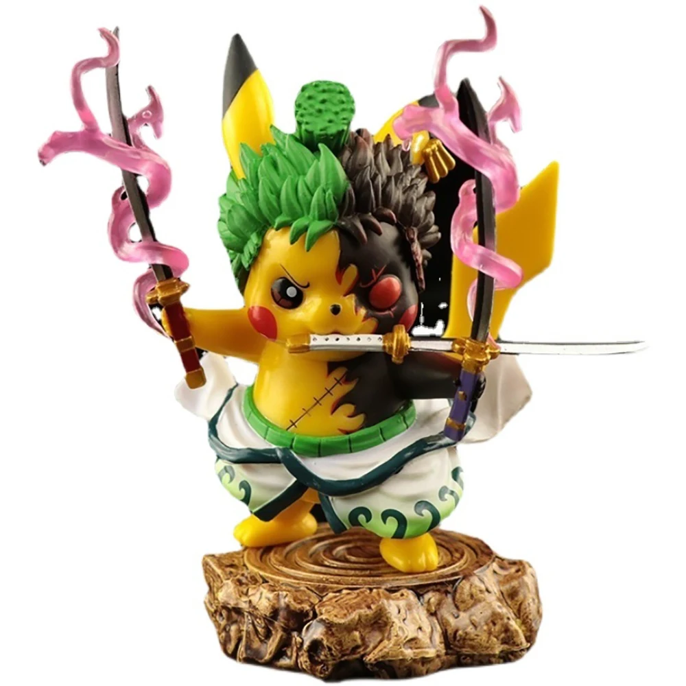 

Pokemon Figures Pikachu Cosplay One Piece Roronoa Zoro Anime Figures PVC Model Collection Action Figure Cartoon Toys Kids Gifts
