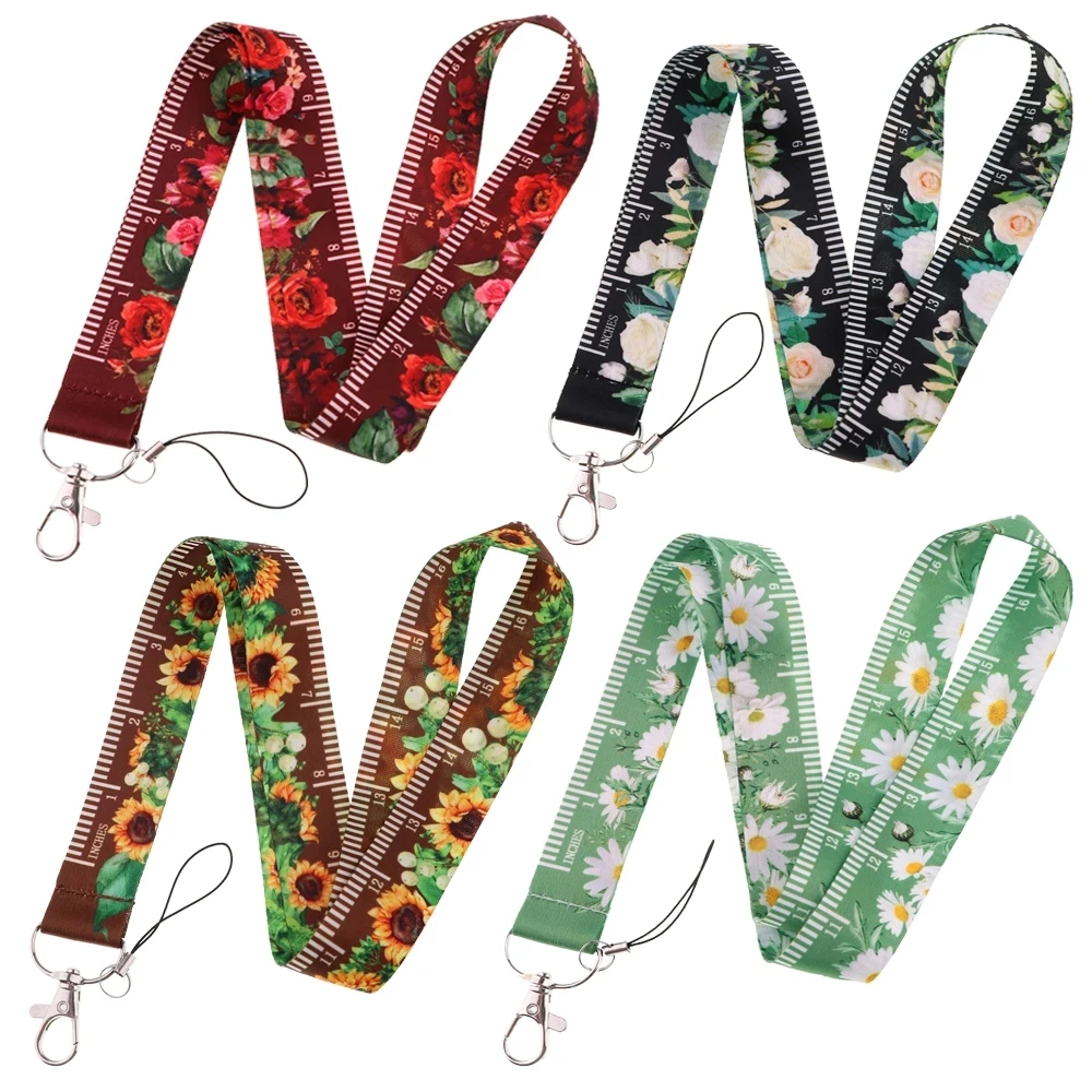 

B0362 Vintage Flowers Credential Holder Green Leaves Lanyard Credit Card ID Holder Bag Women Travel Card Cover Badge Keychain