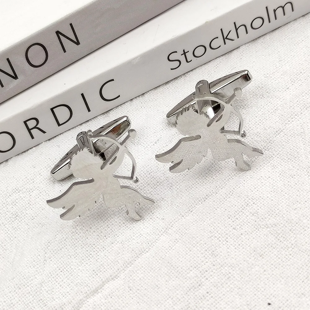 Cute Men's Cufflinks Cupid Fashion Men's Shirt Cufflinks Stainless Steel Charm Jewelry For Boyfriend Husband Good Friend Gift