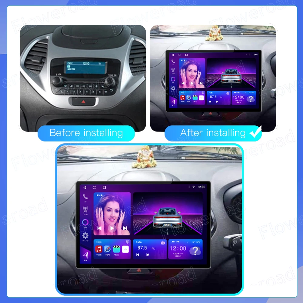 Android 13 беспроводной Carplay Авто 4G 8Core 256G Ford Figo 2015 2016 2017 2018 автомобильное радио