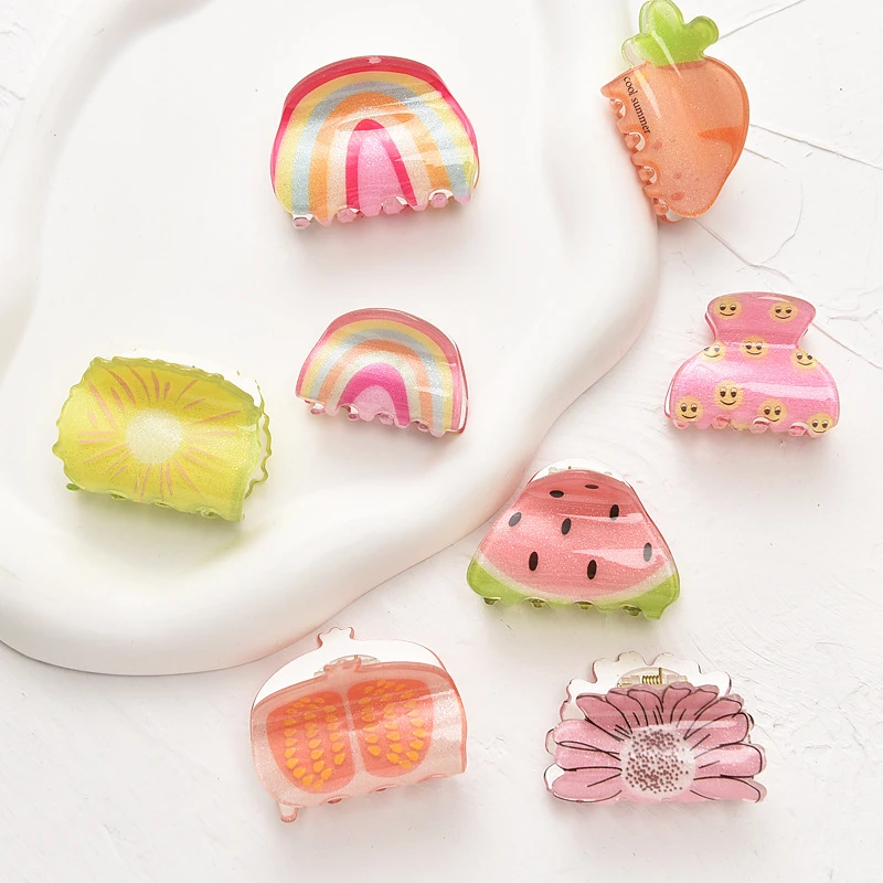 

2022 New Children Cute Cartoon Hair Claw Clips Girls Sweet Fruit Acrylic Hairpins Barrette Headwear Fashion Kids Hair Accessorie