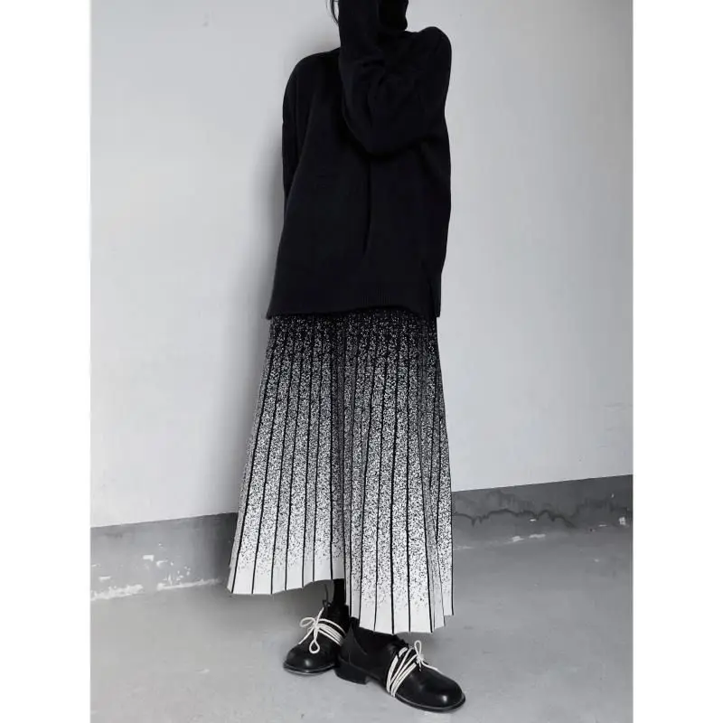 Женская вязаная плиссированная юбка с высокой талией