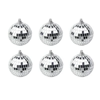 mini disco ball ornament 6 pcs 2 4 inches small disco ball decor car rear view mirror pendants disco ball with hangings string