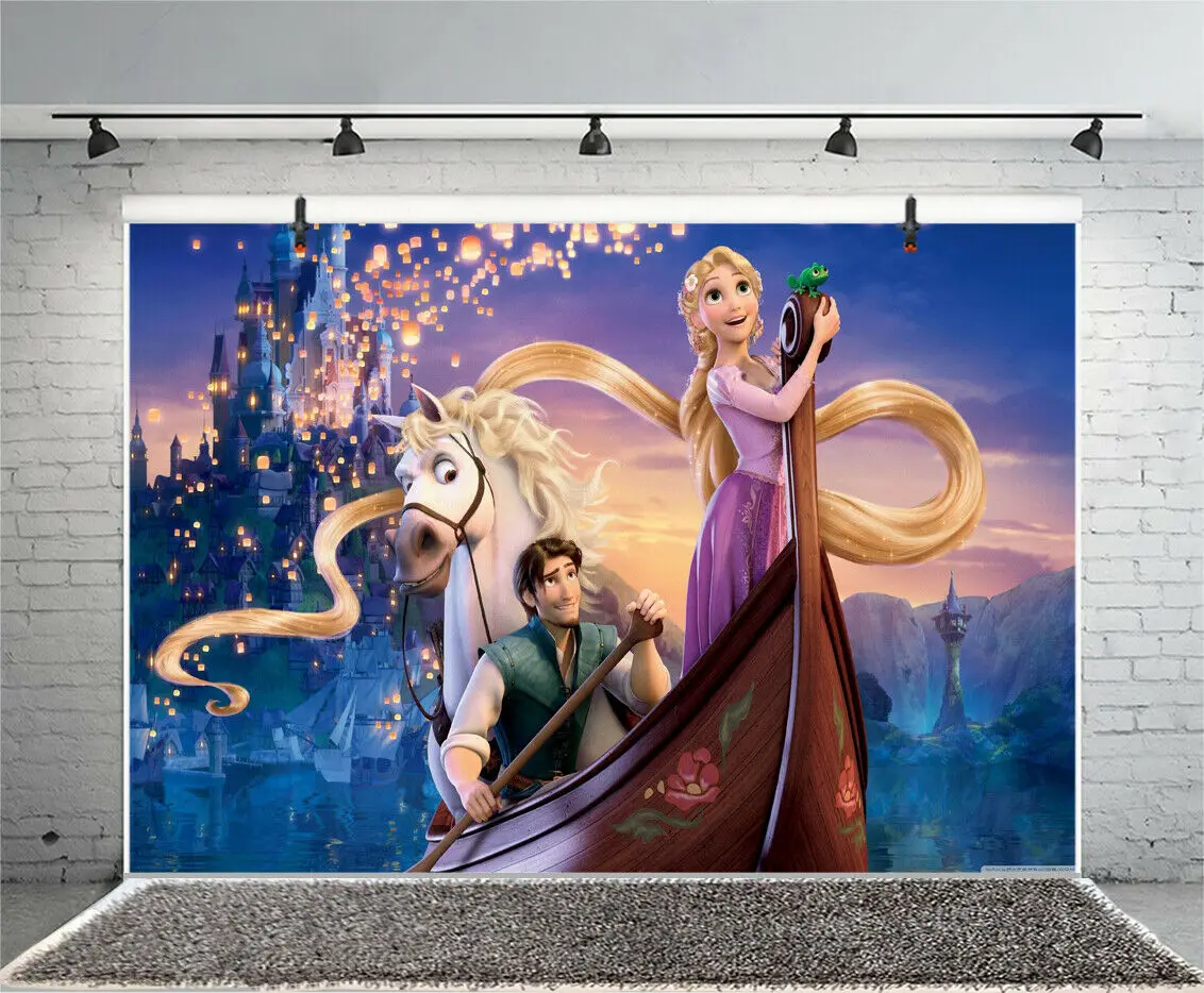 Спутанный Рапунцель фон для фотосъемки девочек вечеринка в честь Дня Рождения