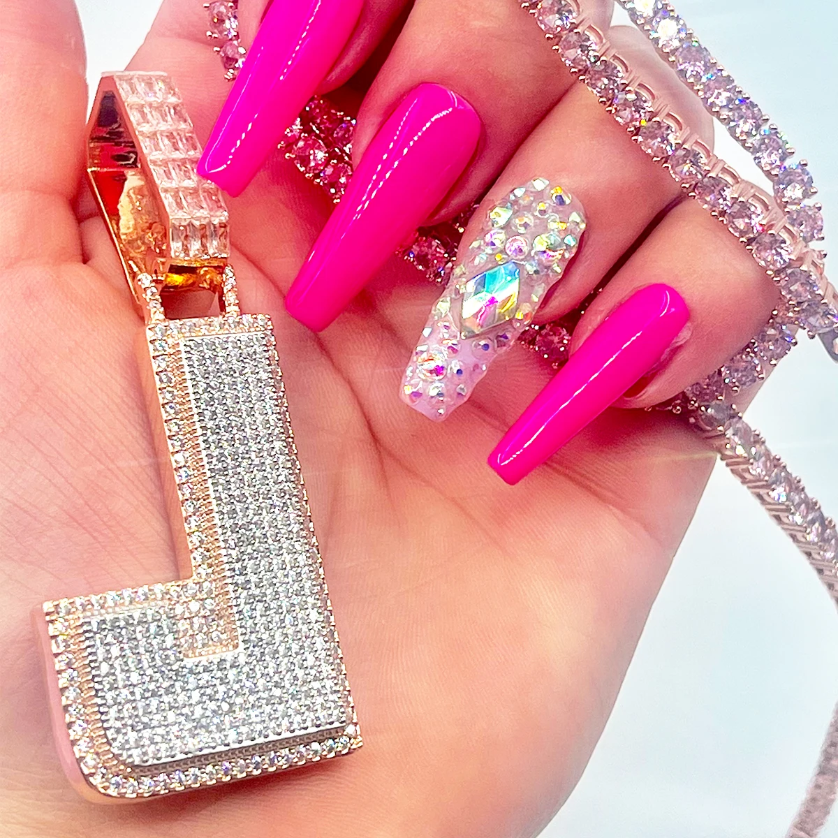 Drip Letter Jewelry Initial Necklace for Women Iced Out Gold Color Pendant Custom Name Plated Hip Hop