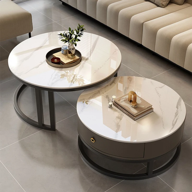 

Standing Drawers Round Coffee Tables Designer High Storage Space Saving Coffee Table Waterproof Basse De Salon Home Furniture