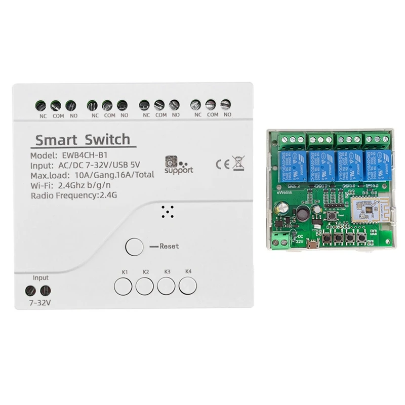 

Ewelink Smart Wifi Bluetooth Switch Relay Module 7-32V On Off Controller 4CH 2.4G Wifi Remote For Alexa Google Home Replacement