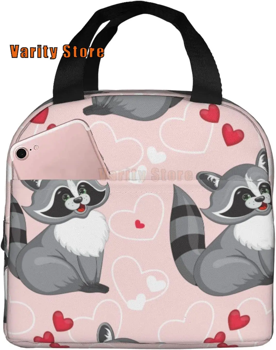 

Funny Raccoon Lunch Bag Portable Reusable Tote Bags Insulated Cooler Lunch Box For Men And Women Office Picnic
