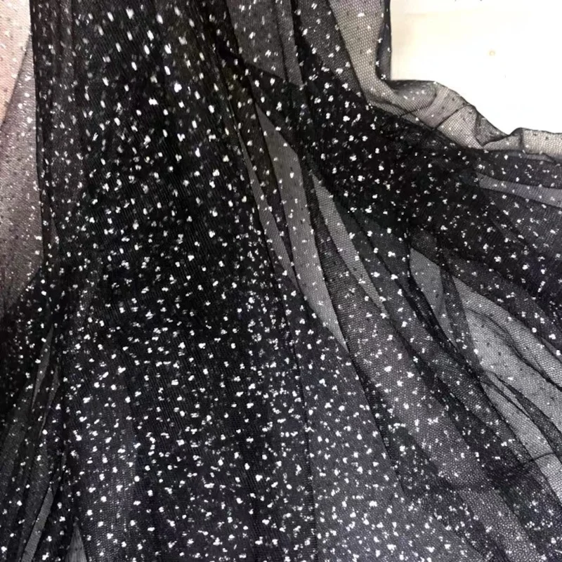 3/5/10m Glitter Tulle Fabric Shiny Mesh Cloth For Wedding Dress Tutu Skirt Decor Black White Pink Red Champagne By the Meter - купить по