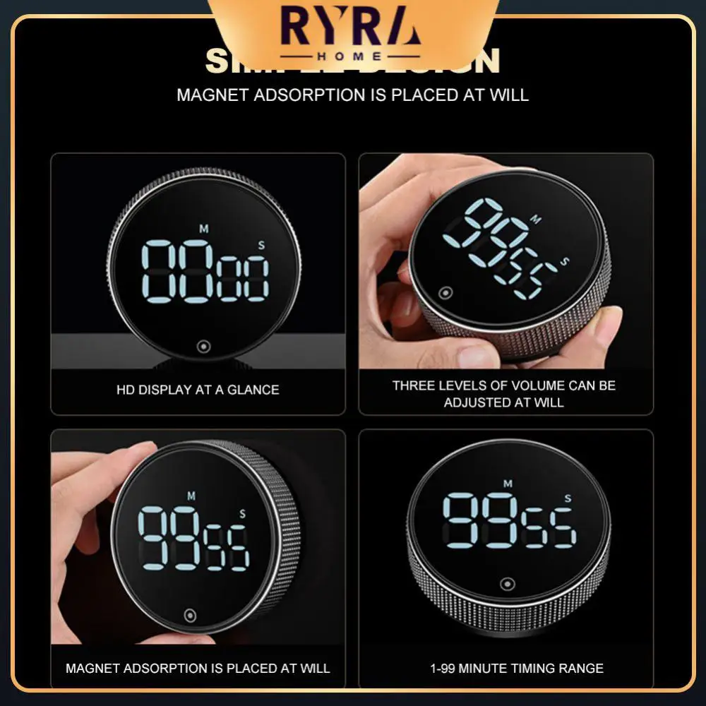 

2023 Rotary Timer Led Mute Stopwatch Alarm Clock Self Regulating Magnetic Suction Timer Hot Wholesale Creative Reminder