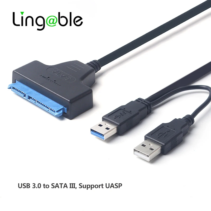 

Переходник Lingale SATA USB 3,0 на кабель-преобразователь ATA 22pin для внешнего жесткого диска 2,5 дюйма HDD/SSD с дополнительным питанием
