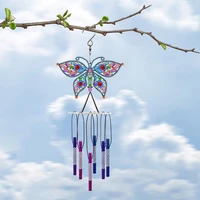 point drill diamond painting acrylic wind chime diy animal wind bell hanging bell pendants mosaic kit home garden decoration