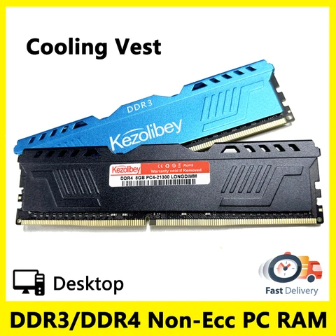 Оперативная память DDR3 DDR4 4 ГБ, 8 ГБ, 16 ГБ, ОЗУ PC3 1,5 в, 1066, 1333, 1600 МГц, PC4 1,2 в, 17000, 19200, 21300, для настольного ПК, DIMM, модуль памяти для охлаждения жилета