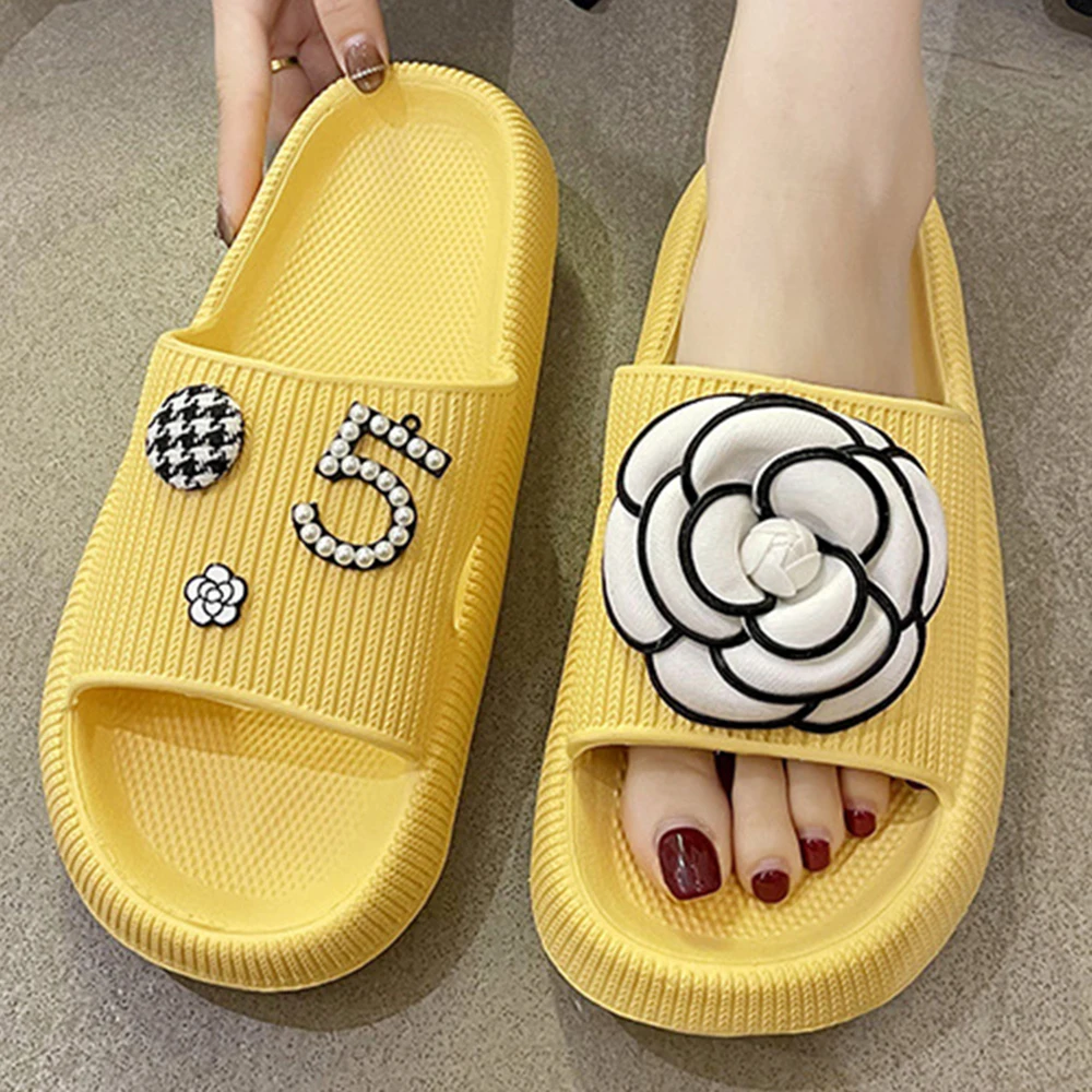 

Fashion Flowers Home Slippers Thick Platform Bathroom Non-slip Flip Flops Woman Sandals Women Soft Sole EVA Indoor Slides qt186