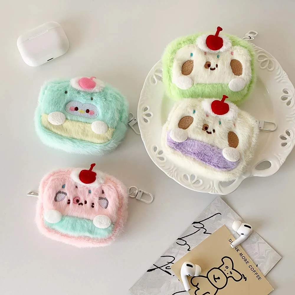 Плюшевая сумка для наушников Cherry Dog Cake мягкая денег кошелек монет пушистый чехол