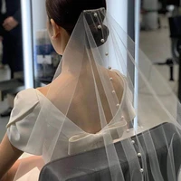 short veil with comb wedding veu with pearls minimalist style bridal veils raw edge mantillas de novia accessories wedding bride
