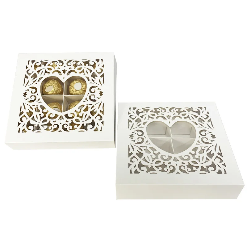 

10 шт. коробка для упаковки шоколада с прозрачным окошком, 16 отверстий, подарочные коробки для конфет на день рождения, свадьбу, вечеринку