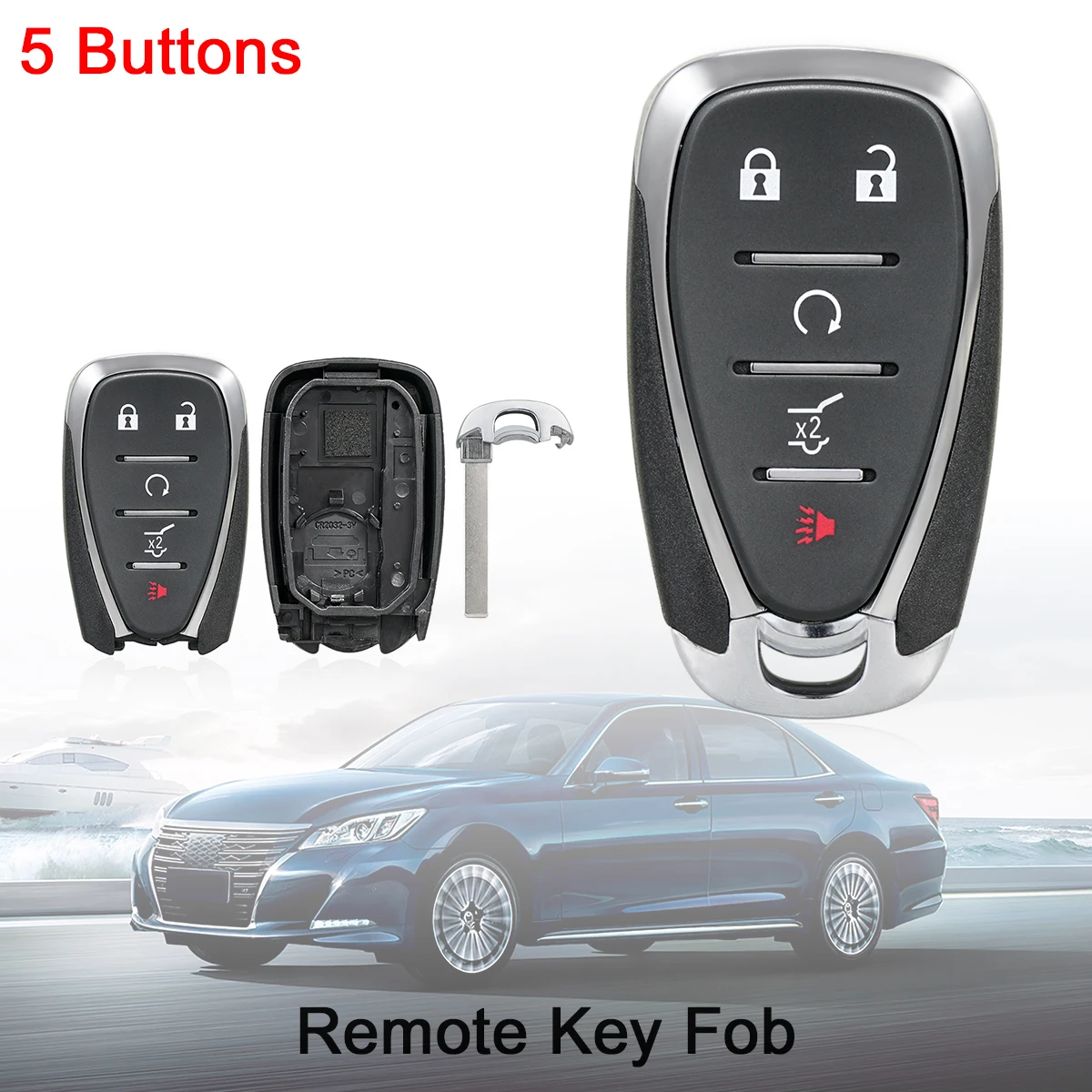 

5 Buttons Remote Key Shell Replacement Auto Keys Fob Body Housing Keyless Entry Transmitter for Cruze Camaro Malibu