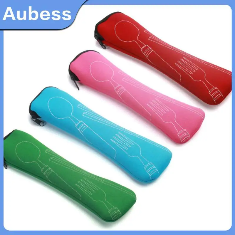 

1pcs Washable Dinnerware Bag Printed Knifes Fork Spoon Travel Packaging Storage Pouch Bag Picnic Fork Spoon Bag Family Camping