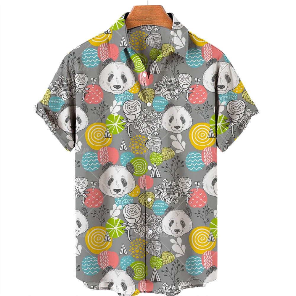 2023 New Camisas De Hombre Cute Panda Creative Hawaiian Shirt 3D digital Printed beach shirt Trend Short sleeve shirt men's top