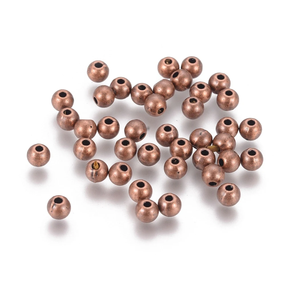 

100 pc Lead Free & Nickel Free & Cadmium Free Red Copper Tibetan Style Round Spacer Beads Size: about 4mm in diameter hole: 1mm