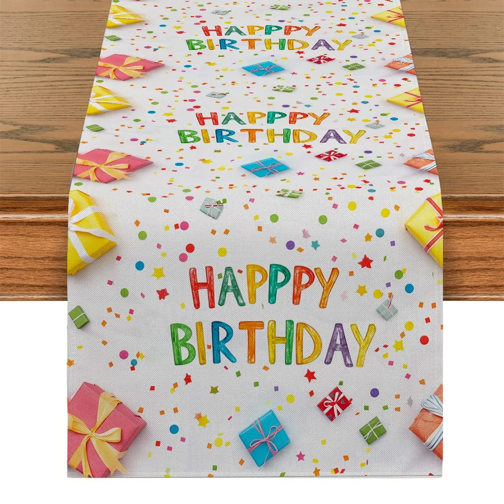 Скатерть с днем рождения Подарочная настольная дорожка комнатное и уличное