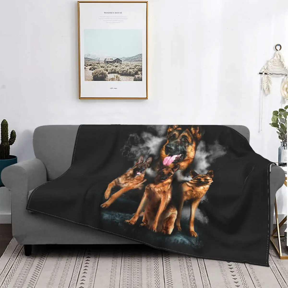 

Ultra-Soft Fleece German Shepherd Dog Throw Blanket Warm Flannel Animal GSD Blankets for Bedding Home Couch Bedspreads