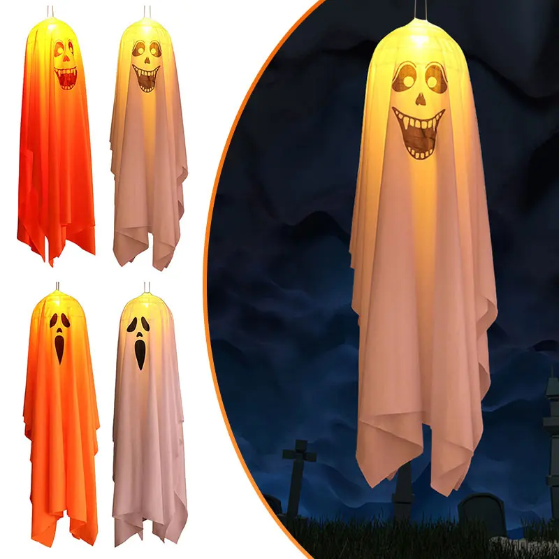 

LED Halloween Ghost Pendant Fabric Mini Hanging Ghost Props Home Indoor And Outdoor Holiday DIY Decorations