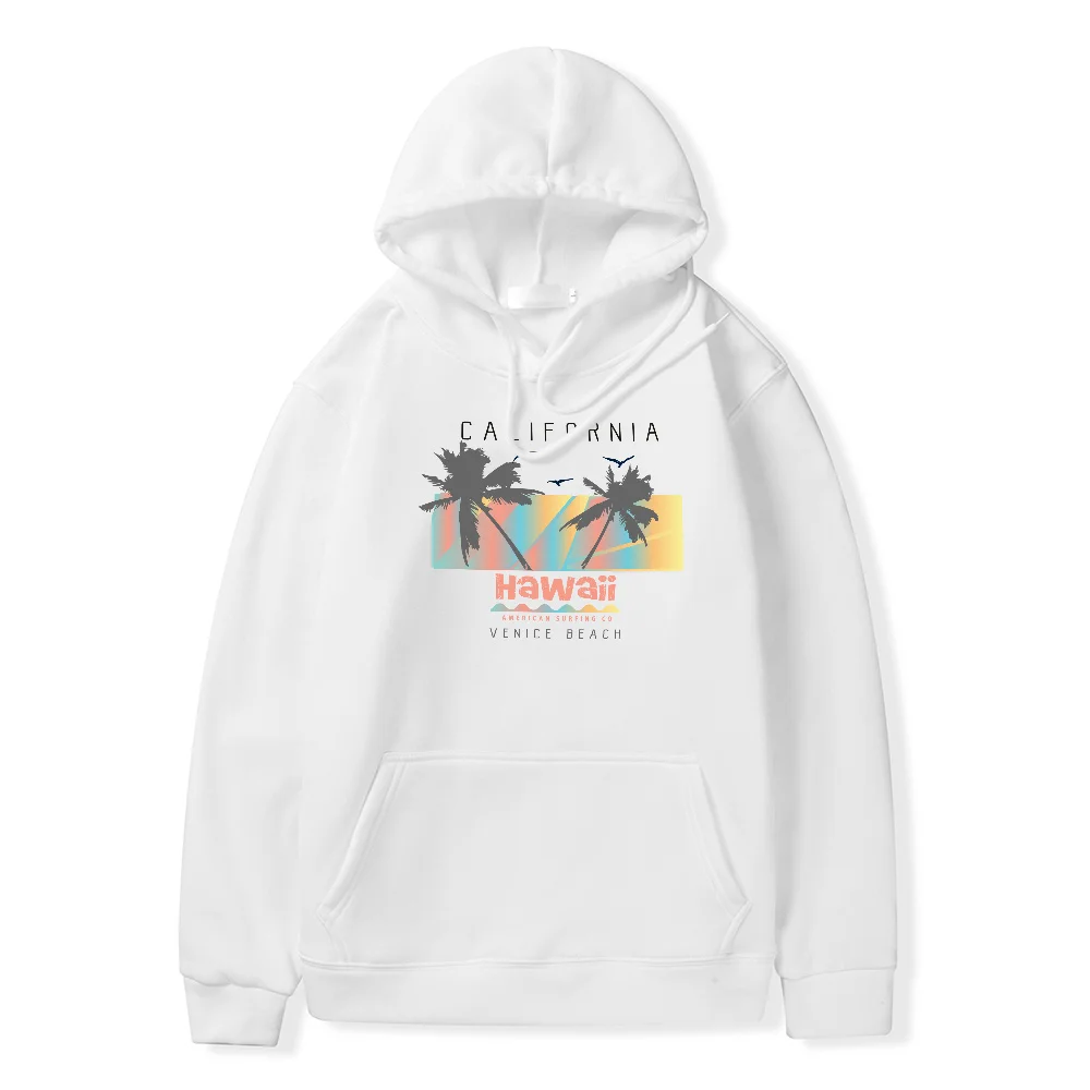 

Hot Sale Coconut Tree Outdoor Hooded Top Clothing Clothing Sweater Autumn Winter Coat Hawaii Letter Print Cotton Hoodie