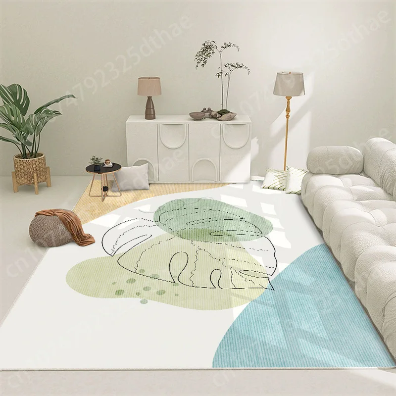 

Nordic Green Leaves Carpet Retro Soft Abstraction Mat Non Slip Area Rug for Living Room Home Decor Hallway Sofa Table Floor Mats