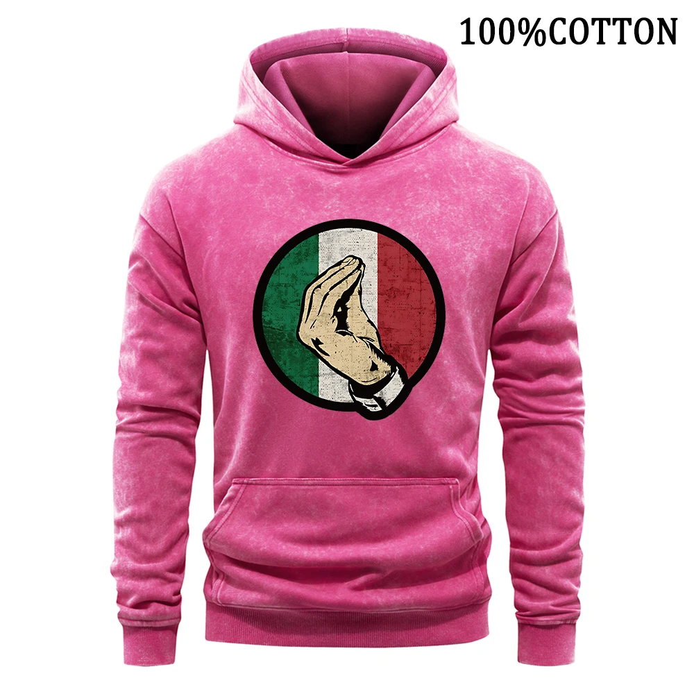 Итальянские классические мужские толстовки с принтом жестов винтажная