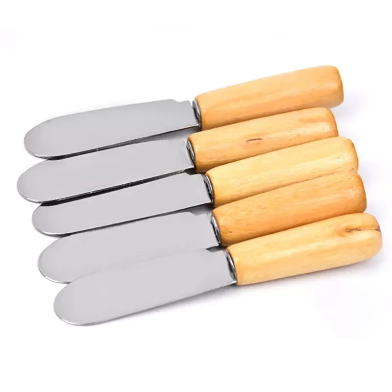 

2022New 1Pcs Mini Silver Cream Knifes Butter Knife for Cheese Dessert Dessert Tools Multipurpose Wood Handle Stainless Steel 10.