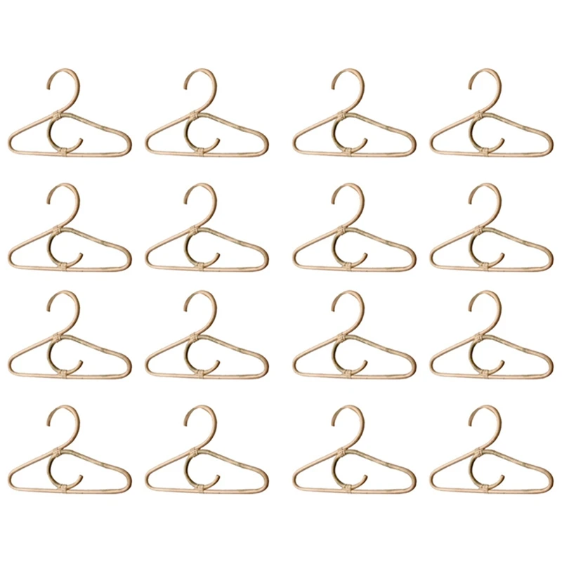 

JEYL 16Pcs Rattan Clothes Hanger Nordic Style Kids Garments Organizer Rack Children Hanger Kids Room Decor Hangers