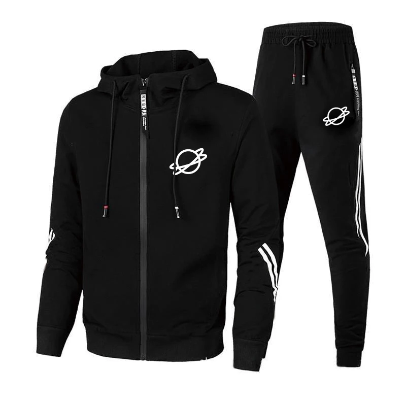 New Men Tracksuit Spring and Autumn Zipper Jackets and Sweatpants Jogging Suits Casual Outdoor Male Fleece Pullover Sport Suits