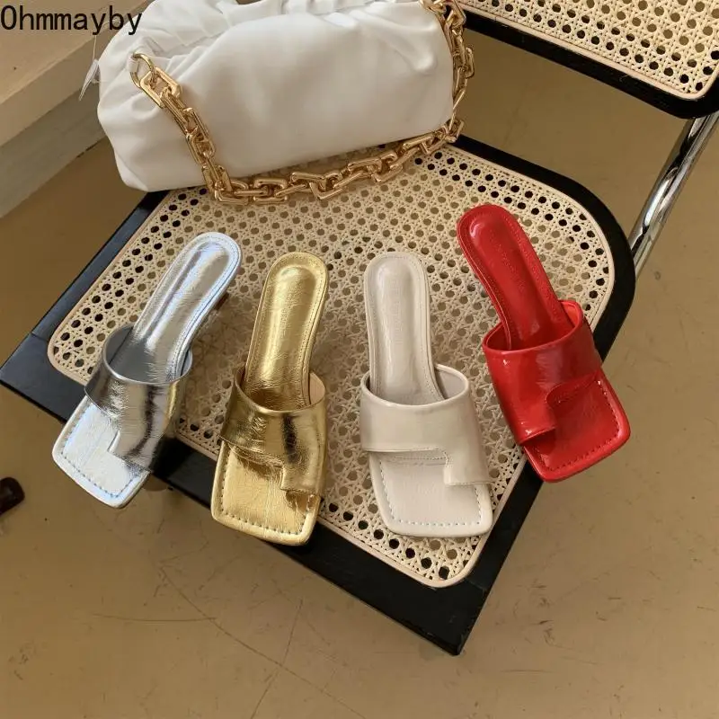 

Шлепанцы женские на высоком каблуке, сандалии с клипсой, квадратный носок, модная Уличная обувь для вечеринок, лето 2022