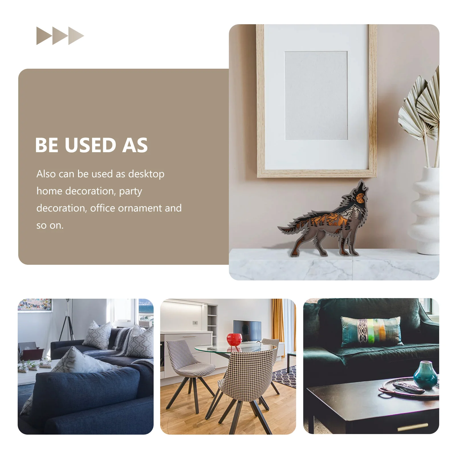 Офисное украшение Статуя волка Деревянный орнамент Украшения Моделирование