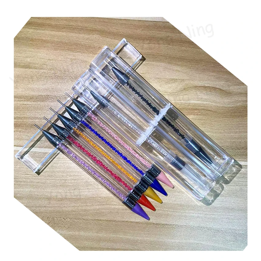 

1pc Dual Heads Wax quality Pen Crystal picking up Rhinestones Gems Sticky for Nail art Cloth Diamond Picker Painting DIY tools