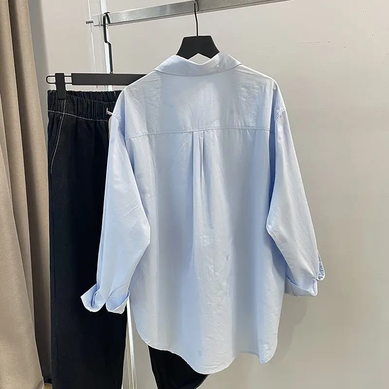 Хлопковая желтая рубашка женская Свободная Повседневная с длинным рукавом и