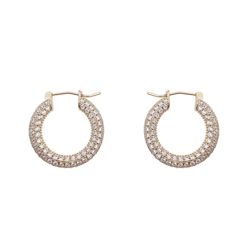 

Niche Design Sense Micro-inlaid Zircon Geometric Circle Earrings Temperament Earrings for Women Personalized Trendy Jewelry