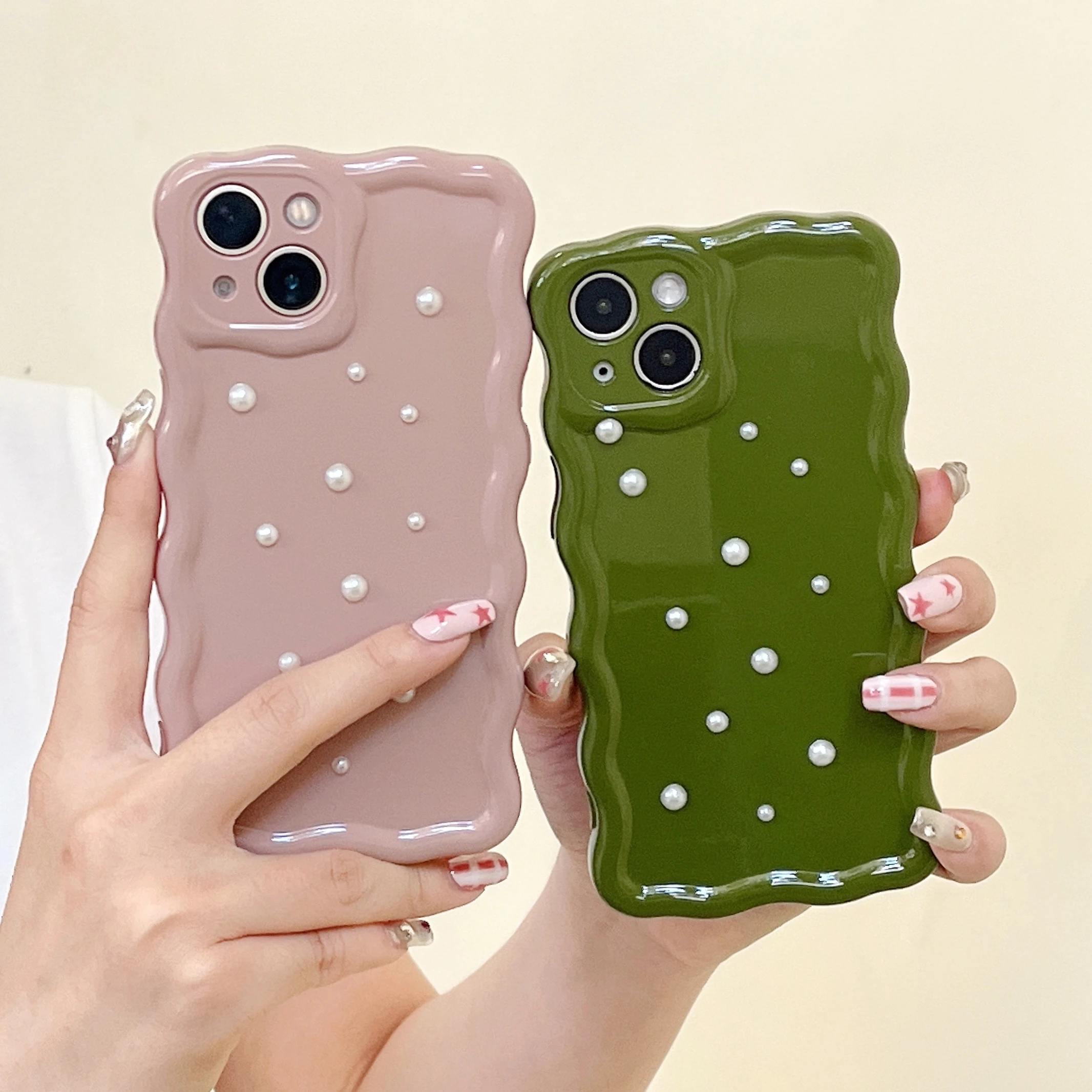 Мягкий гелевый противоударный бампер с жемчужинами для IPhone 11 12 13 14 Pro Max