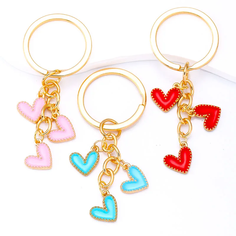 

2023 Trendy Colorful Enamel Plump Heart Charm Keychain New Y2k Girls Women Handbag Wallet Car Pendant Key Rings DIY Jewelry Gift