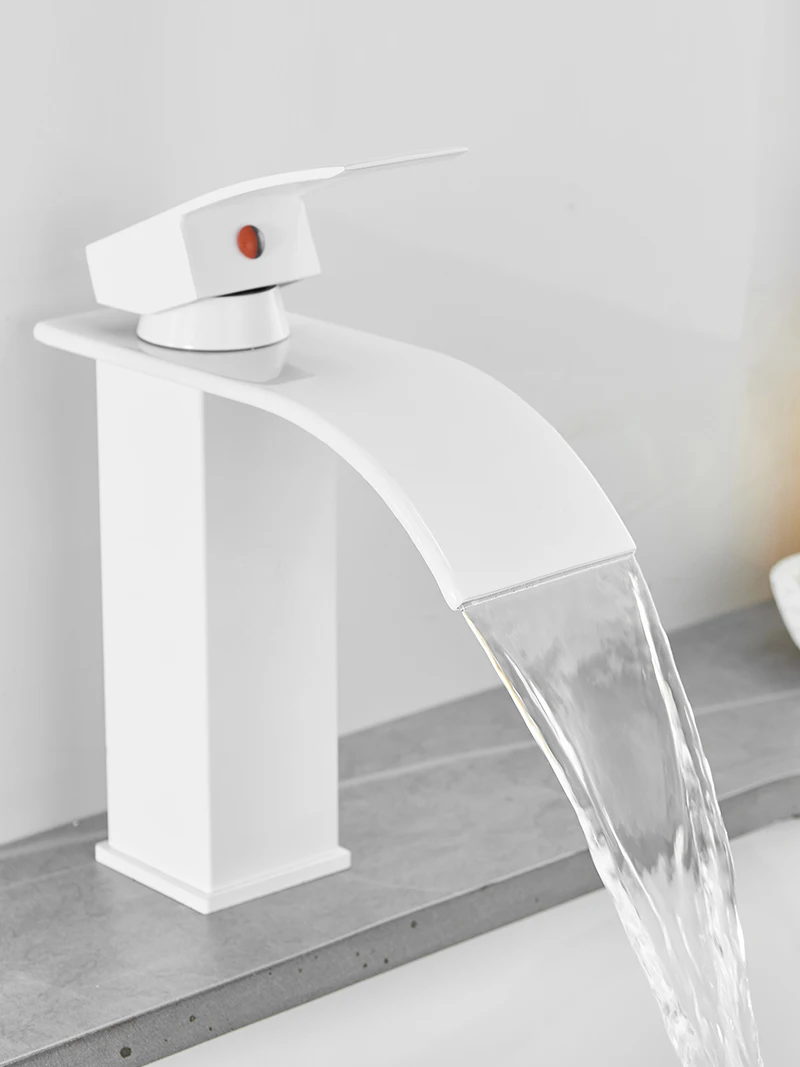 

White Waterfall Washbasin Faucet Bathroom Toilet Hand Washing Washbasin Table Basin Hot and Cold Faucet