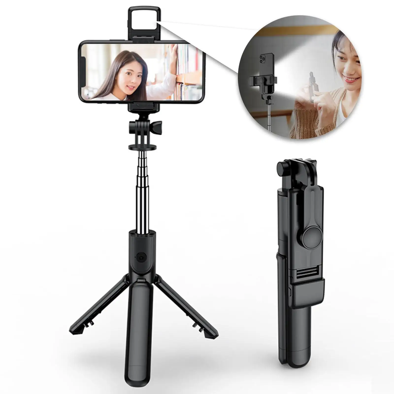 

Wireless Bluetooth Selfie Stick Tripod Foldable Bracket For Xiaomi Redmi IPhone 12 Samsung Smartphone Android Ios Holder