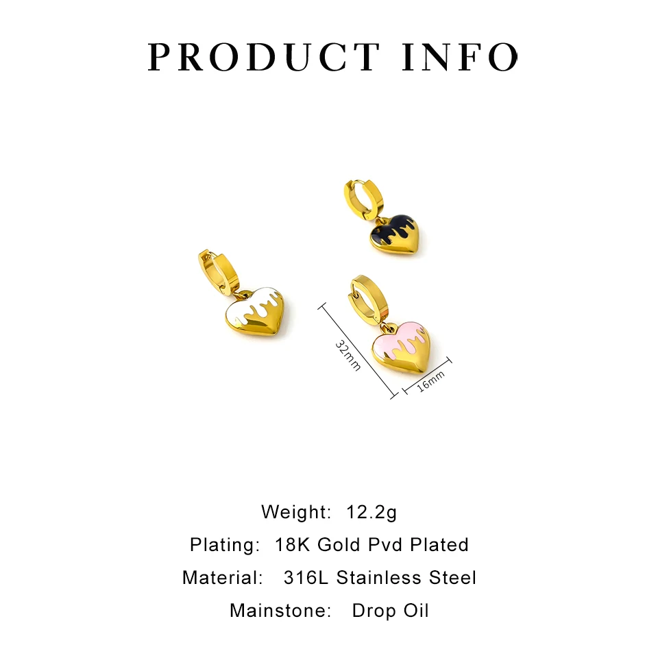 Серьги-кольца Peri'sBox сердечки из нержавеющей стали