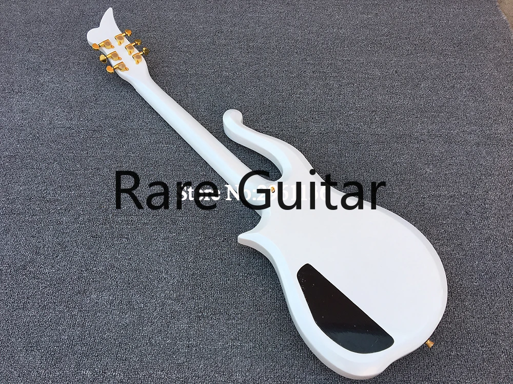 

Custom Prince Cloud Pearl White Electric Guitar Alder Body, Maple Neck, Gold Hardware & Symbol Inlay, Wrap Around Tailpiece,