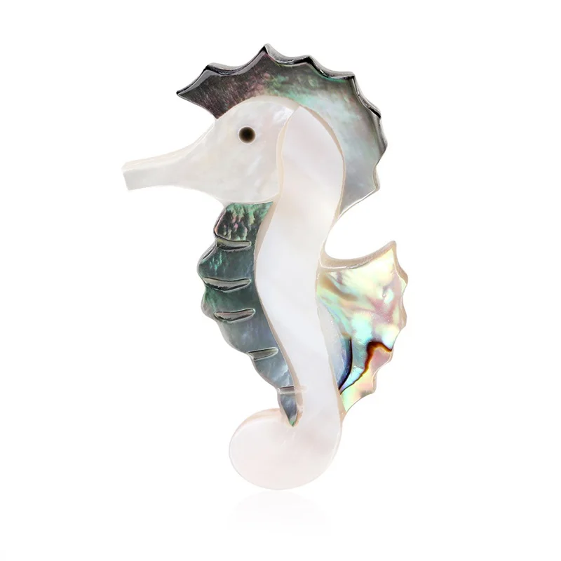 

European and American Fashion Personality Seahorse Brooch High-end Natural Shell Corsage All-match Clothing Accessories