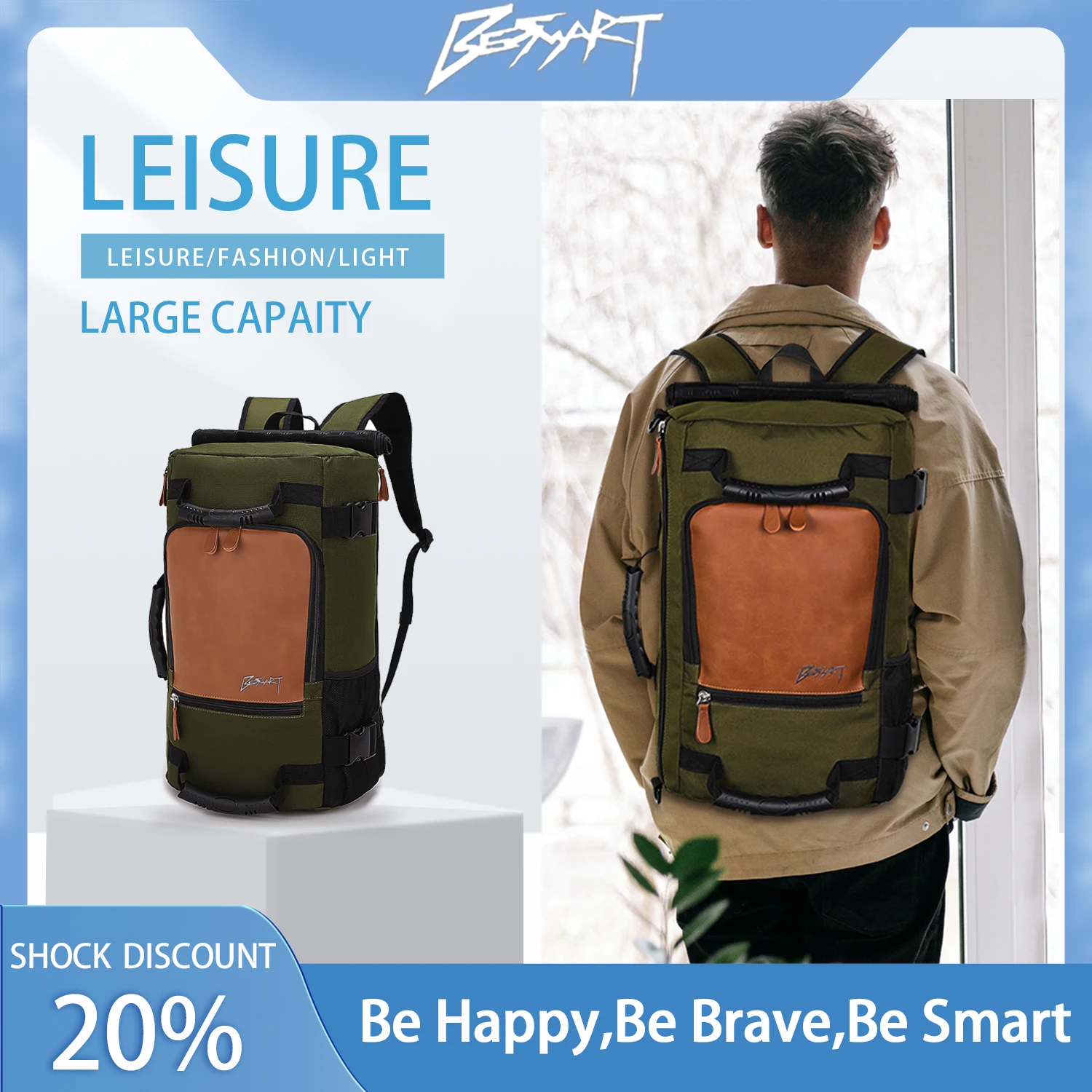 , Waterproof Dual-use 16 Inches Laptop Backpack Business Bri
