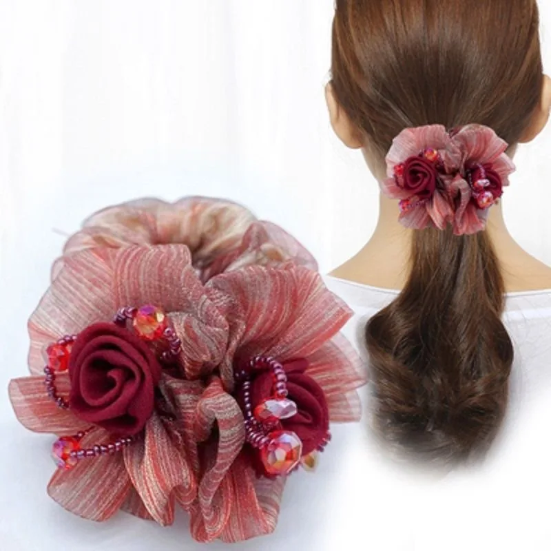 

Elegant Flower Hairbands for Woman Beautiful Organza Flower Headbands Strong Elastic Hair Ties Hair Accessories