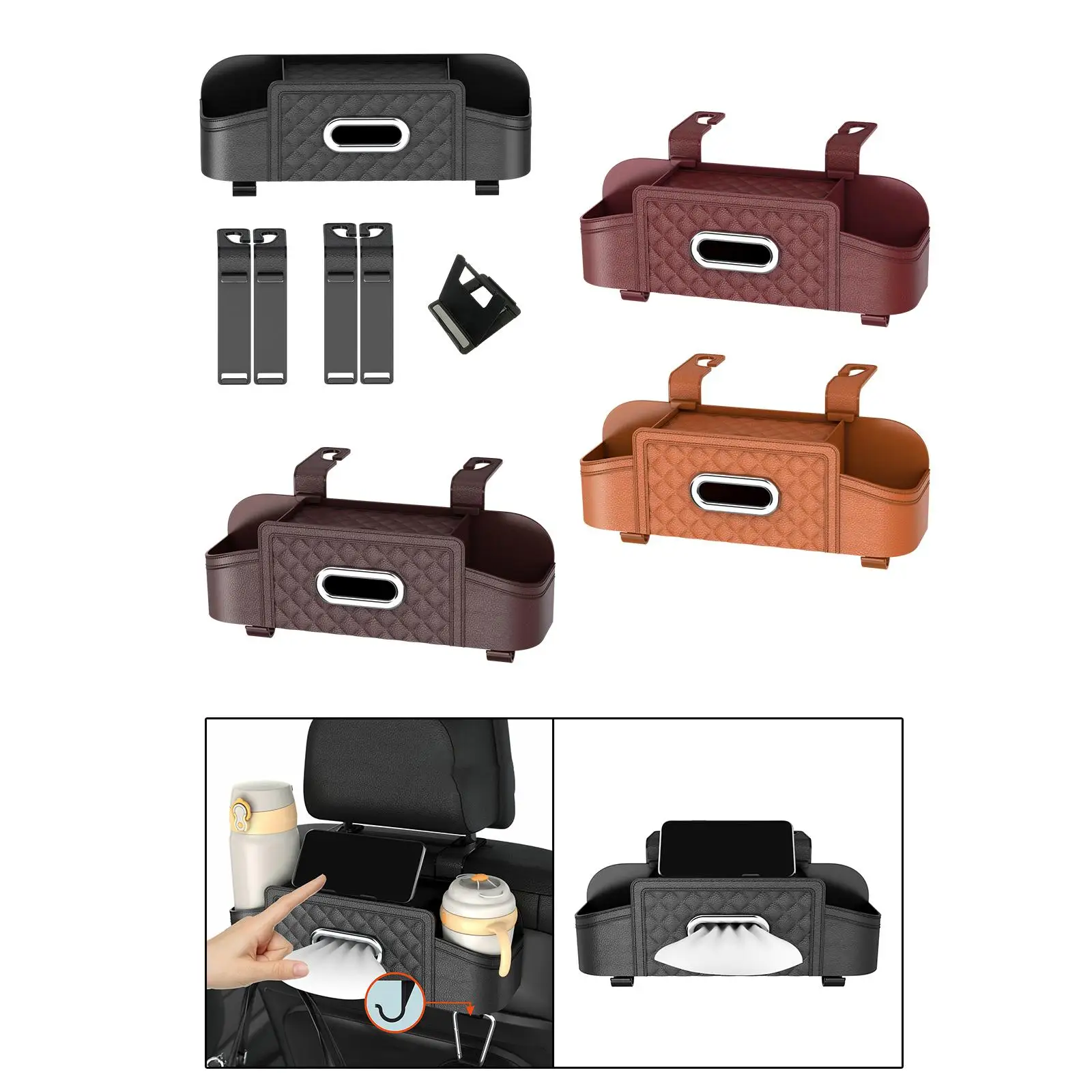 

Car Backseat Organizer Storage Box Auto Back Seat Paper Box Durable Auto Interior Decoration Hanging Headrest Backseat Organizer