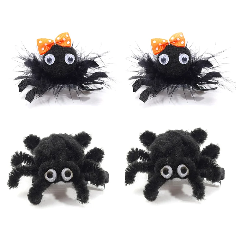 

1 Pair Cartoon Cute Spider Hairpins, Halloween Animal Hair Clip for Girls, Plush Small Spider Hair Accessories, Fashion Jewelry